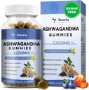 Totaria Sugar Free Ashwagandha Gevulde Gummies 2500mg w/Vitamine D3, Magnesium Glycinate, Rhodiola, Ultra Strength Ashwa Wortel Supplementen voor vrouwen & Wen, voor ontspanning, energie, bosbessen smaak