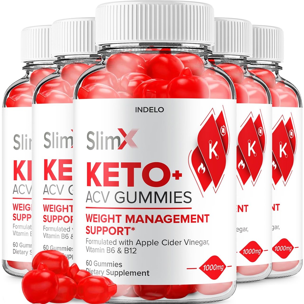 (5 Pack) SlimX Keto ACV Gummies - Advanced Formula Slim X Keto Plus ACV Gummies Apple Cider Vinegar SlimX ACV Gummies Dietary Supplement Reviews Men Women (300 Gummies)