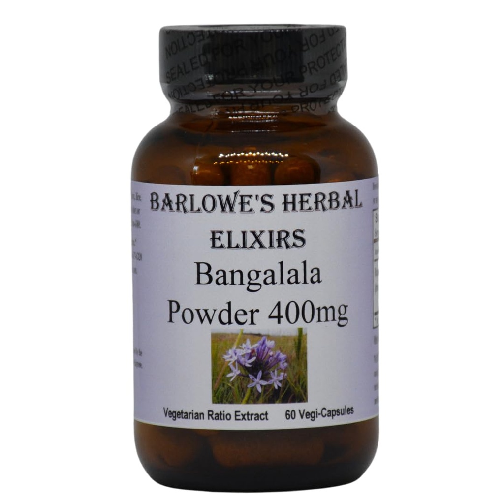 Barlowe's Herbal Elixirs Bangalala (Eriosema Kraussianum) | Powder Capsules | 400mg Per Capsule | South African Male Vitality Herb | 60 Vegan Capsules | Stearate-Free, Glass Bottled