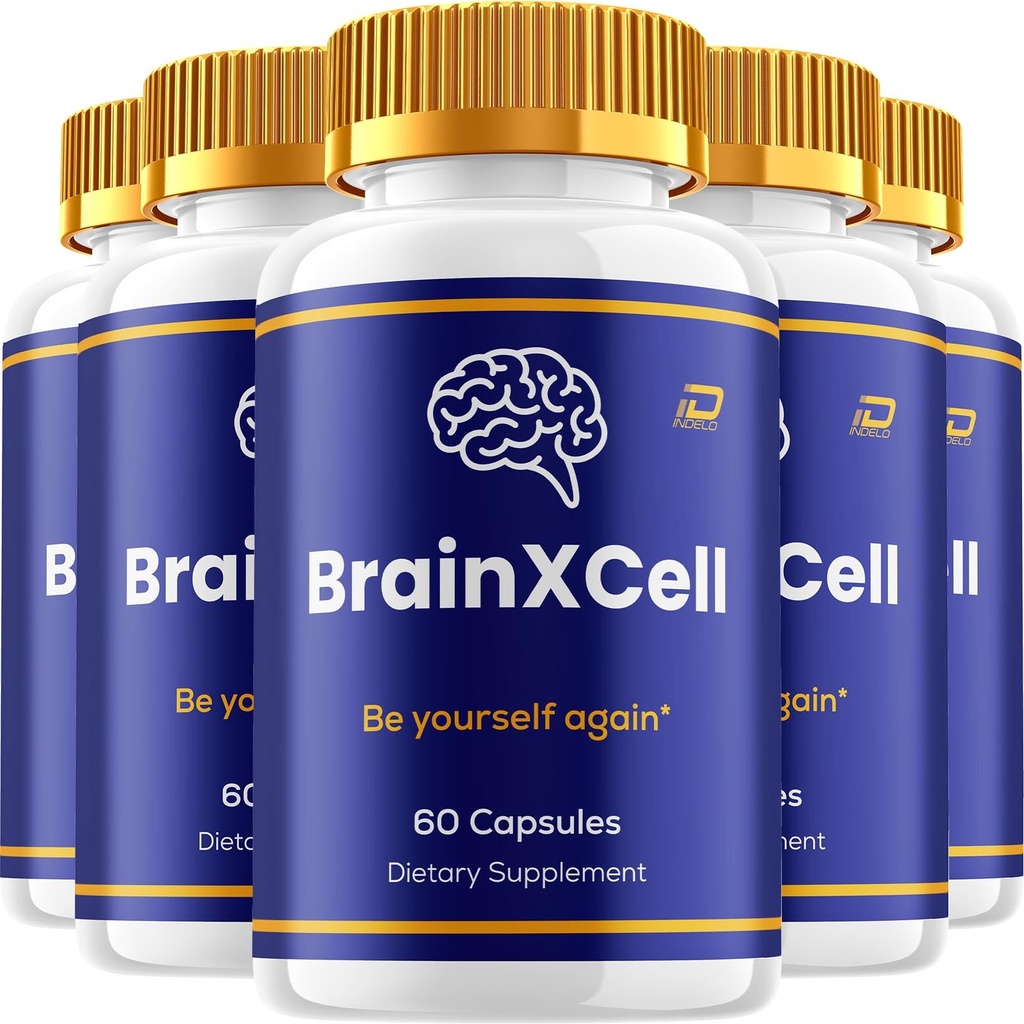 (5 Pack) BrainXCell Advanced Formula Supplement Capsules – Brain X Cell Pills Natural Blend Focus Memory Support and Reviews, 300 Capsules