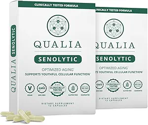 Qualia Supplément sénolytique, Fisetin, Quercetin, Piperlongumine et plus, Supplément de vieillissement qui soutient la réparation et la rajeunissement optimales de cellules, Eliminer naturellement Zombie Cellules, Capsules, 2 Boîte