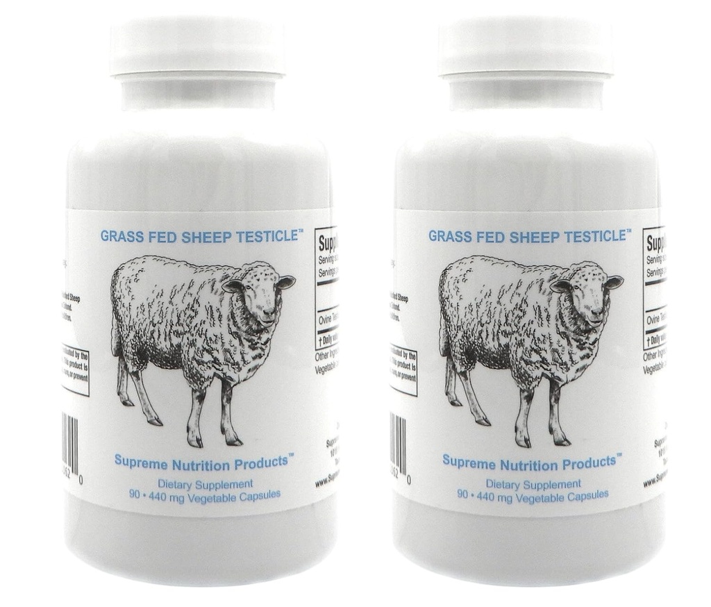 Supreme Nutrition Sheep Testicle - 100% Grass Fed and Finished in New Zealand, 90 Capsules of Pure Ovine Testicle (Pack of 2)