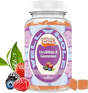 Well&Whole Urolithin A Gommies 1000mg avec CoQ10 et resvératrol, suppléments mitochondriaux, soutien musculaire, non OGM, végétalien, 60 comtes