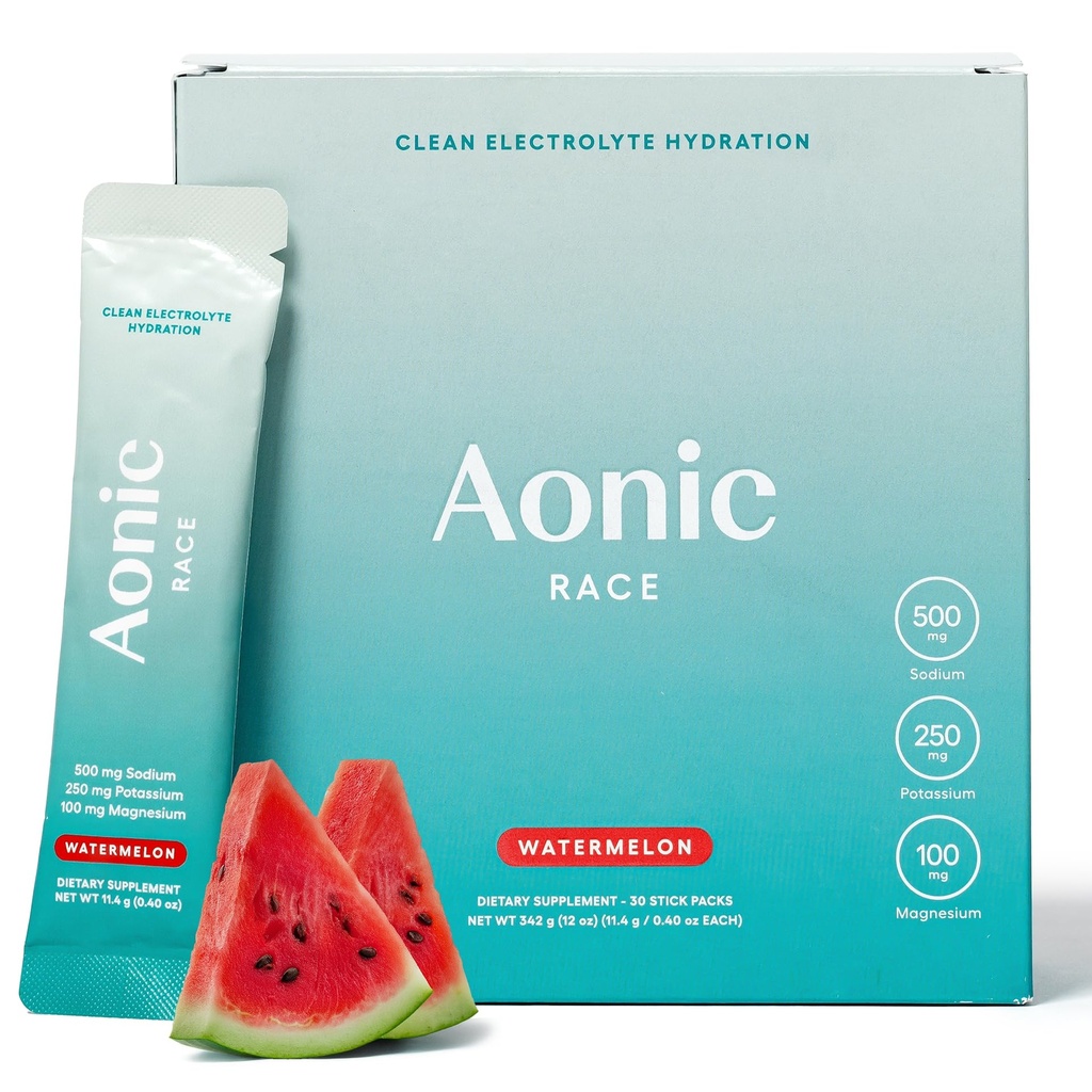 AONIC Race Electrolyte Powder Hydration Drink Mix Watermelon 30 Sticks | For Running, Cycling, Training & Daily Hydration, No Artificial Sweeteners, Packets
