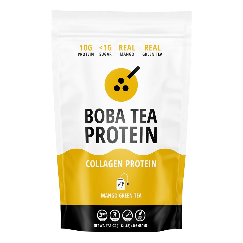 Mango Green Tea Flavored Collagen | 30 Servings | Grass-Fed Hydrolyzed Bovine Collagen Powder for Men and Women | Promotes Hair, Nail, Skin, Bone, and Joint Health | No Added Sugar
