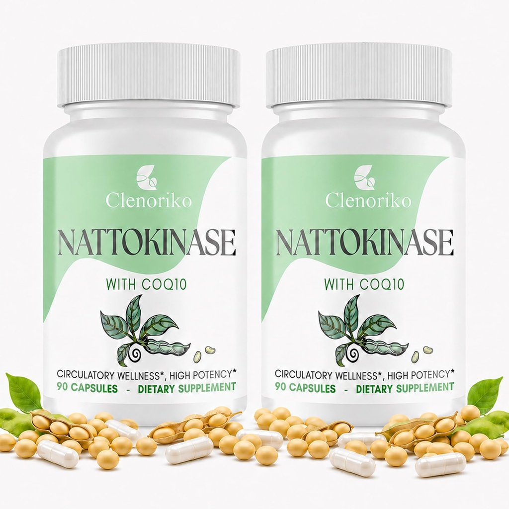 Nattokinase Supplement – Vitamin K2 Free | Nattokinase 8000 FU and CoQ10 100mg for Heart* & Circulation | 400mg Natto Enzyme, 8000 FU per Serving, 180 Capsules (180 Day Supply)