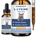 L-Lysine for Cats, Immune, Respiratory, Eye Function Support, 60ML | Sneezing, Runny Nose, Watery Eyes, Natural Cat Antibiotic Drops, with Natural Ingredients & Vitamins, Roast Chicken Flavor