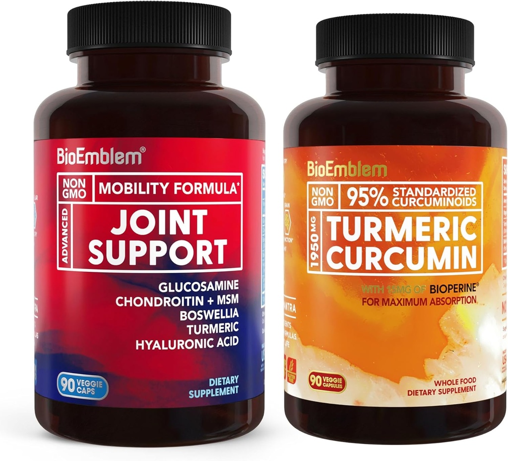 Supplément Curcumin Turmeric de BioEmblem avec soutien en BioPerine et joint