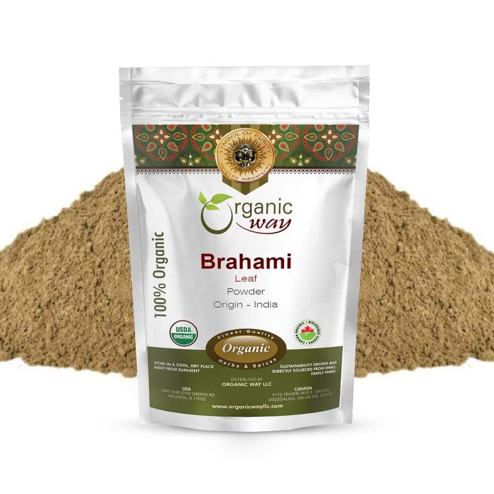 Organic Way Brahmi Leaf Powder (Bacopa Monnieri) - Organic & Kosher Certified | Raw, Vegan, Non GMO & Gluten Free | USDA Certified | Origin - India (8 Oz)
