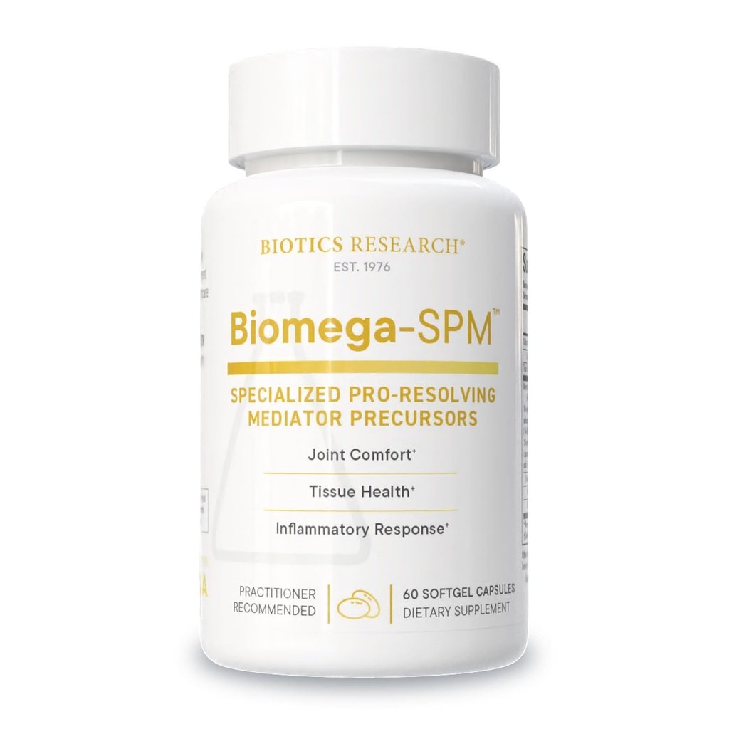 BIOTICS RESEARCH Biomega-SPM™ - Professional-Strength Omega-3 Metabolites - 500mcg PRMs/Serving - 7 Identified Active Compounds - Joint Comfort & Tissue Health - 60 Mini Softgels