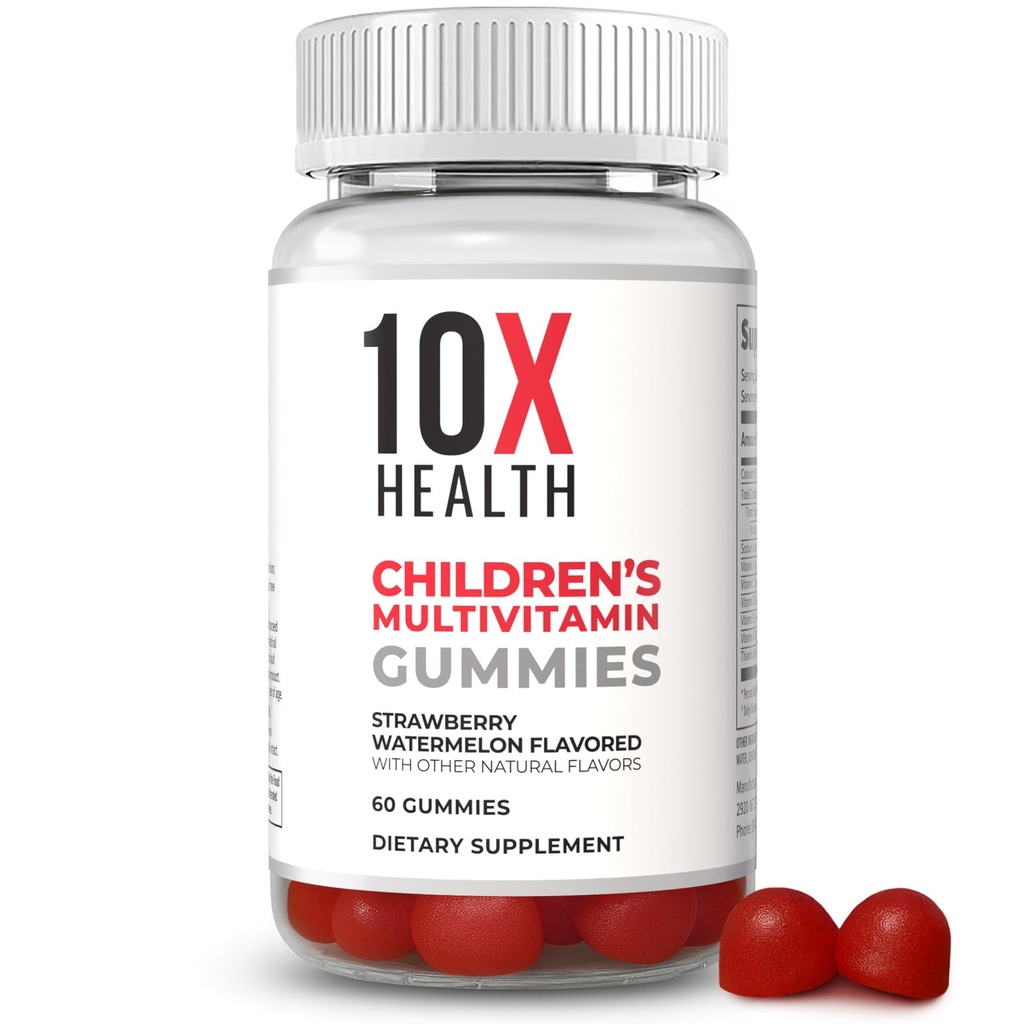 10X Health Children’s Methylated Multivitamin Gummies - 60 Count Kids Multivitamin Gummies, Complete Daily Nutrition - Immunity, Bones & Energy - Strawberry Watermelon Flavor