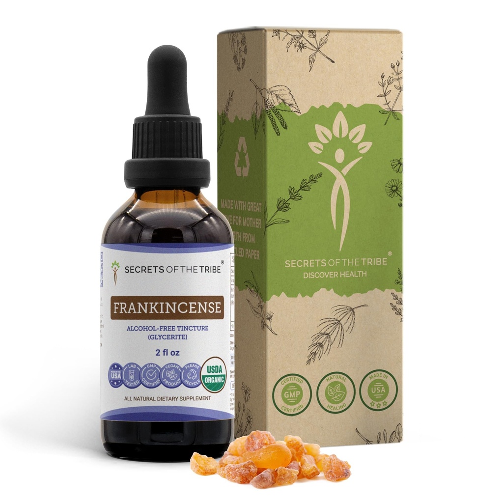 Frankincense USDA Organische Tinctuur Alcoholvrij Extract, Frankincense (Boswellia Serrata) Gedroogde Resin 2 oz