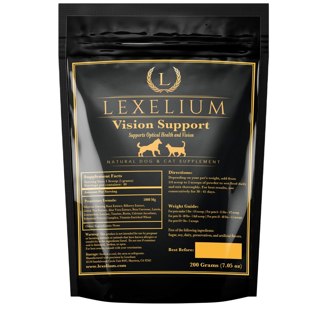 Vision Support & Eye Sight Supplement voor honden en katten - versterkt met Zeaxanthine, bosbes, luteïne en Beta Caroteen - 200 Gram
