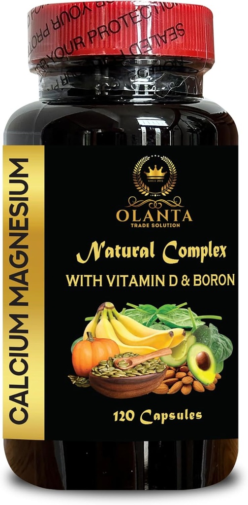 Complexe de magnésium de calcium - Supplément pour soutenir le muscle, le citrate de manganèse, sans gluten, sans OGM, haute absorption, supplément de magnésium, soutien de santé osseux et nerf - 1 bouteille 120 capsules
