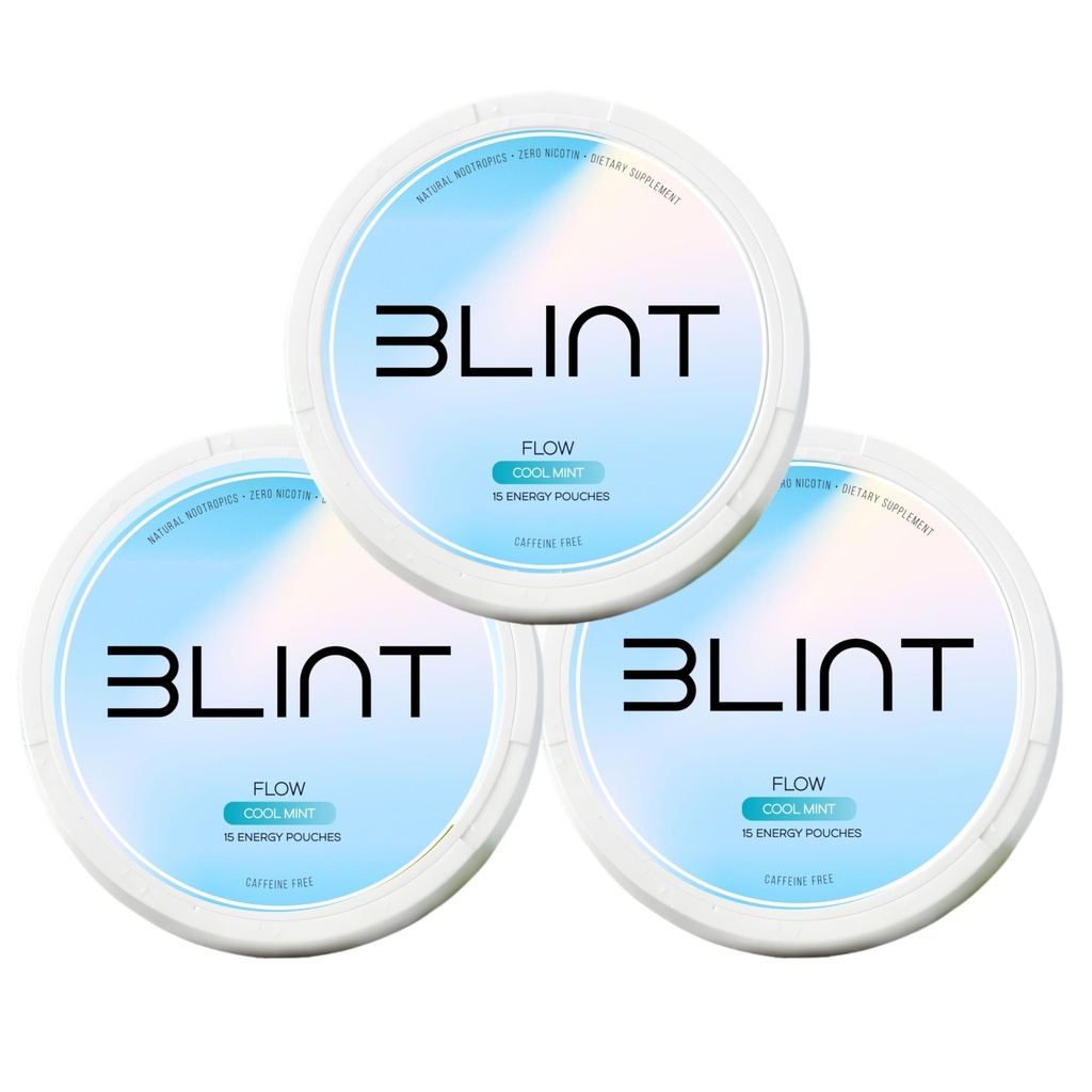 BLINT Flow Caffeine Free Nootropic Pouches | Brain Supplements for Memory and Focus | Alpha GPC, L-Theanine, L-Tyrosine | Nicotine Free, Sugar Free | Cool Mint (3 Pack)