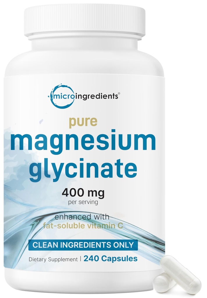 Micro Ingrediënten Magnesium Glycinate 400mg per portie, 240 Capsules 