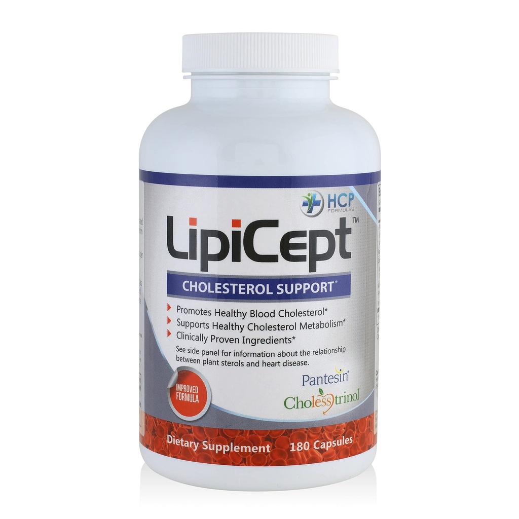 LipiCept - Natural Cholesterol Support Formula with Plant Sterols - Maintain Healthy Cholesterol Levels Already Within a Normal Range - Vegetarian - Dietary Supplement - 180 Caps