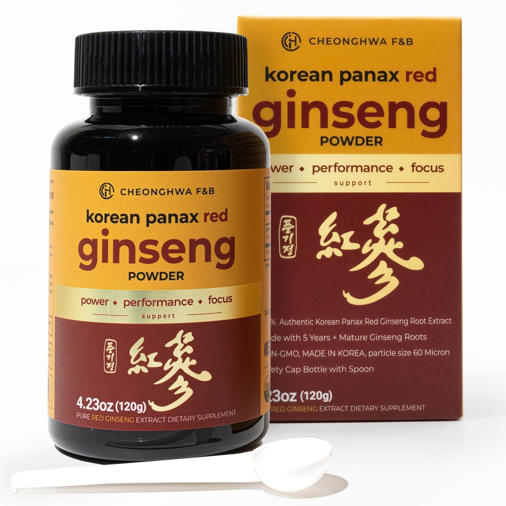 CHEONGHWA F&B Panax Ginseng Powder, 10% Ginsenoside (Totaal 20.000 mg, 4 maanden supply), 4.23oz, +5 jaar volwassen Koreaanse Red Panax Ginseng, Focus & Immune Support, Ultra-fine Powder, Non-GMO