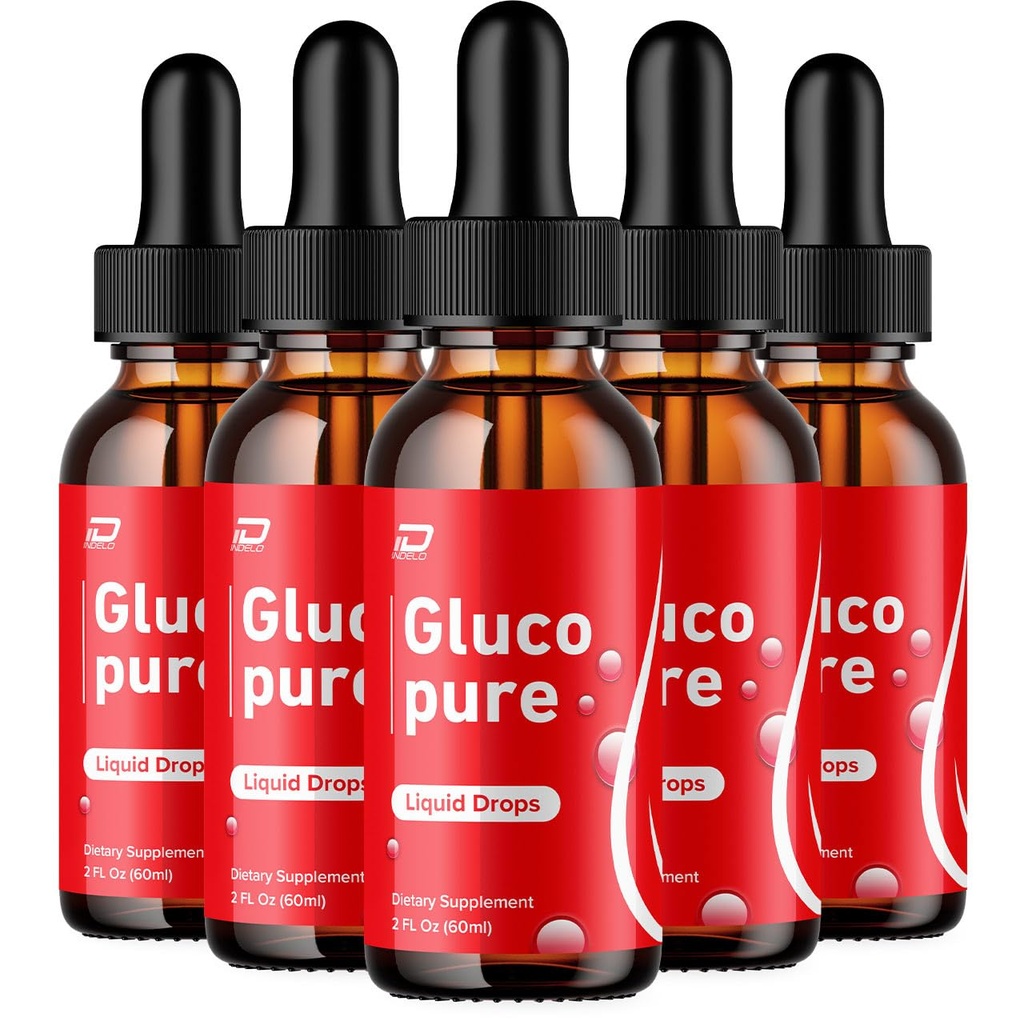 Gluco Pure Drops Healthy Formula - Dietary Supplement Drops - Extra Strength GlucoPure Liquid Drops, Gloco Pure Drops Reviews (5 Pack – 5 Month Supply)