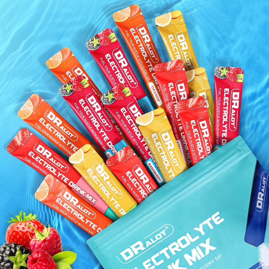 Sugar Free Electrolytes Powder with Natural Flavors, 3X Rapid Hydration Packets with 10 Electrolyte & Vitamins, Liquid Daily IV, Non-GMO, Gluten-Free, Keto, Vegan, 16 Sticks