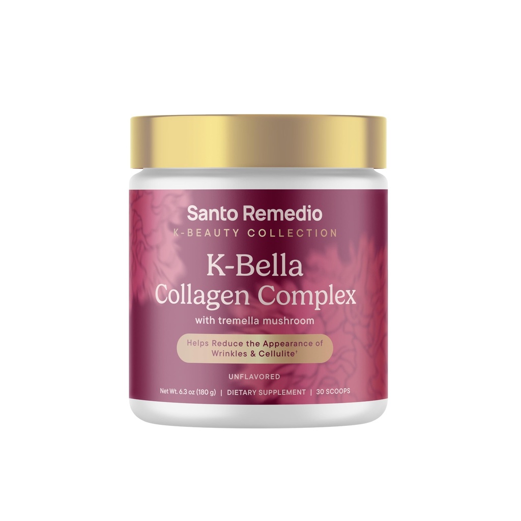 Santo Remedio K-Bella Collagen Complex, Dietary Supplement, Supports Healthier and Stronger Hair, Skin, and Nails, Made with VERISOL® Collagen Peptides, Korean Marine Collagen Peptides, 30 Servings