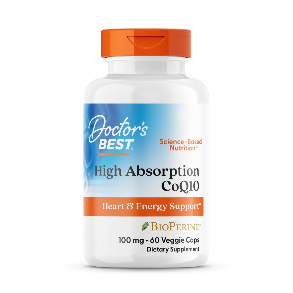 Best Hoge Absorptie CoQ10 van de arts met BioPerine, Veganist, Glutenvrij, Natuurlijk Gefermenteerd, Hart Gezondheid en Energie Productie, 100 mg 60 Veggie Caps