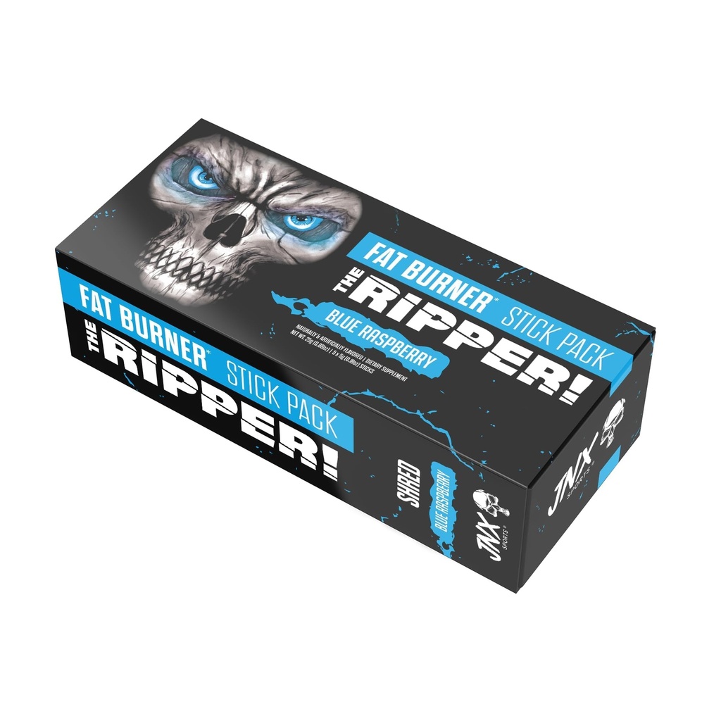 JNX SPORTS The Ripper! Fat Burner Pre Workout for Men & Women – Thermogenic Fat Burning Powder & Appetite Suppressant, Boost Energy & Endurance – Blue Raspberry, Pre Workout Packets, 5x5 g Sticks
