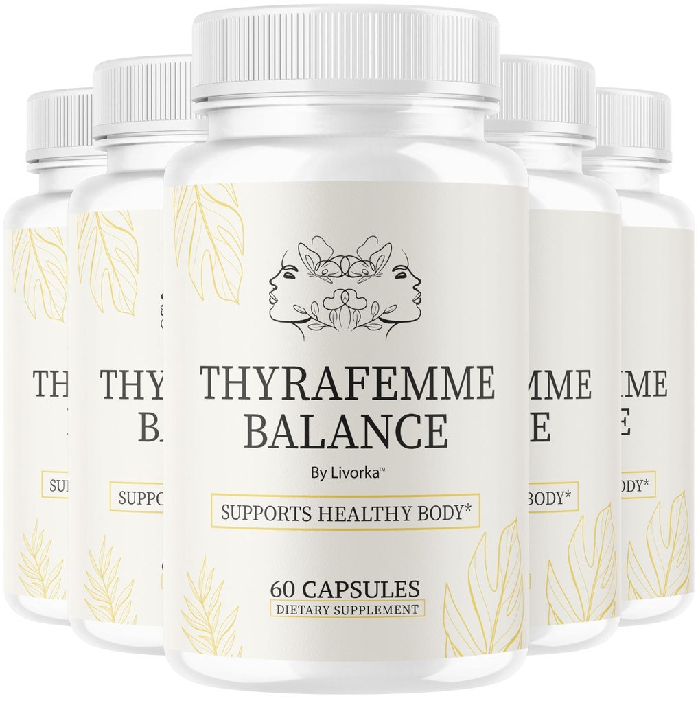 (5 Pack) ThyraFemme Balance - Official Thyrafemme Balance Supplement Capsules New Advanced Formula, ThyraFemmeBalance Daily Natural Support Premium Female Health & Wellness, 300 Capsules for 5 Months