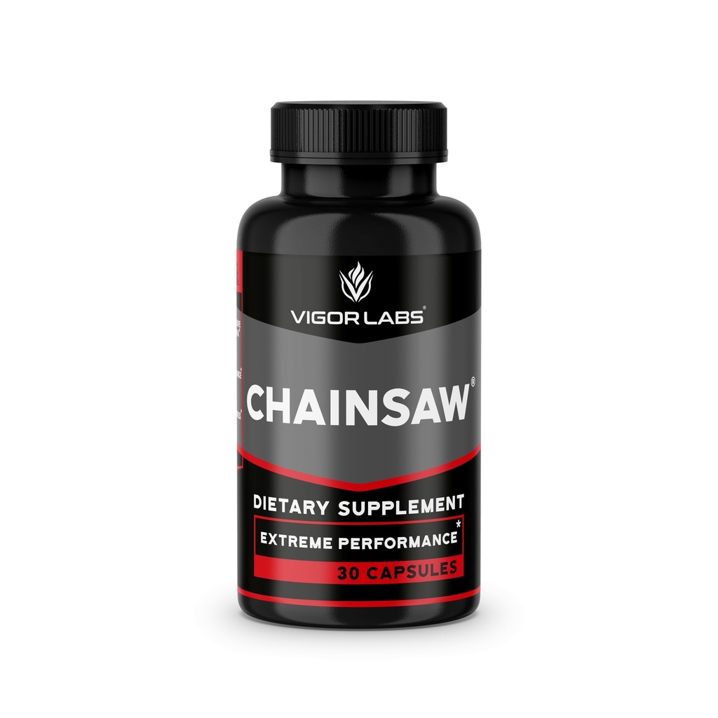 Chainsaw by Vigor Labs (30 capsules), soutient la fermeté, l'endurance et l'endurance, complément alimentaire pour stimuler le flux sanguin (Fabriqué aux États-Unis)