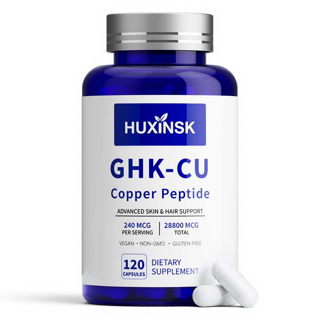 GHK-Cu Copper Peptide Supplement, Liposomal Formula, Promotes Skin Repair, Radiant Skin Elasticity, Hair Health Support, 120 Vegan Capsules