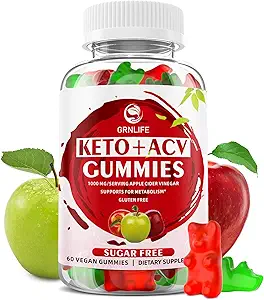 Keto ACV Gummies Geavanceerd, 1000MG Apple Cider Vinegar Supplement voor vrouwen en mannen, ACV Keto Gummies voor Ondersteuningen Metabolisme, Suikervrij, Made in USA, Keto+ACV, 60 Tellen