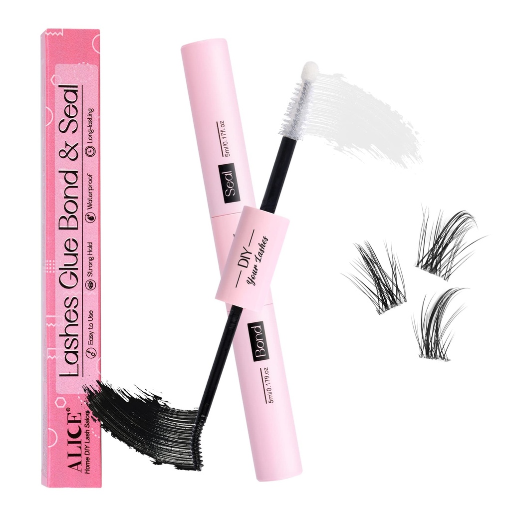 ALICE Lash Bond and Seal, Cluster Lashes Glue for DIY Eyelash Extensions, Super Strong Hold No-Latex Waterproof Adhesive Eyelash Extension Glue (10ml)