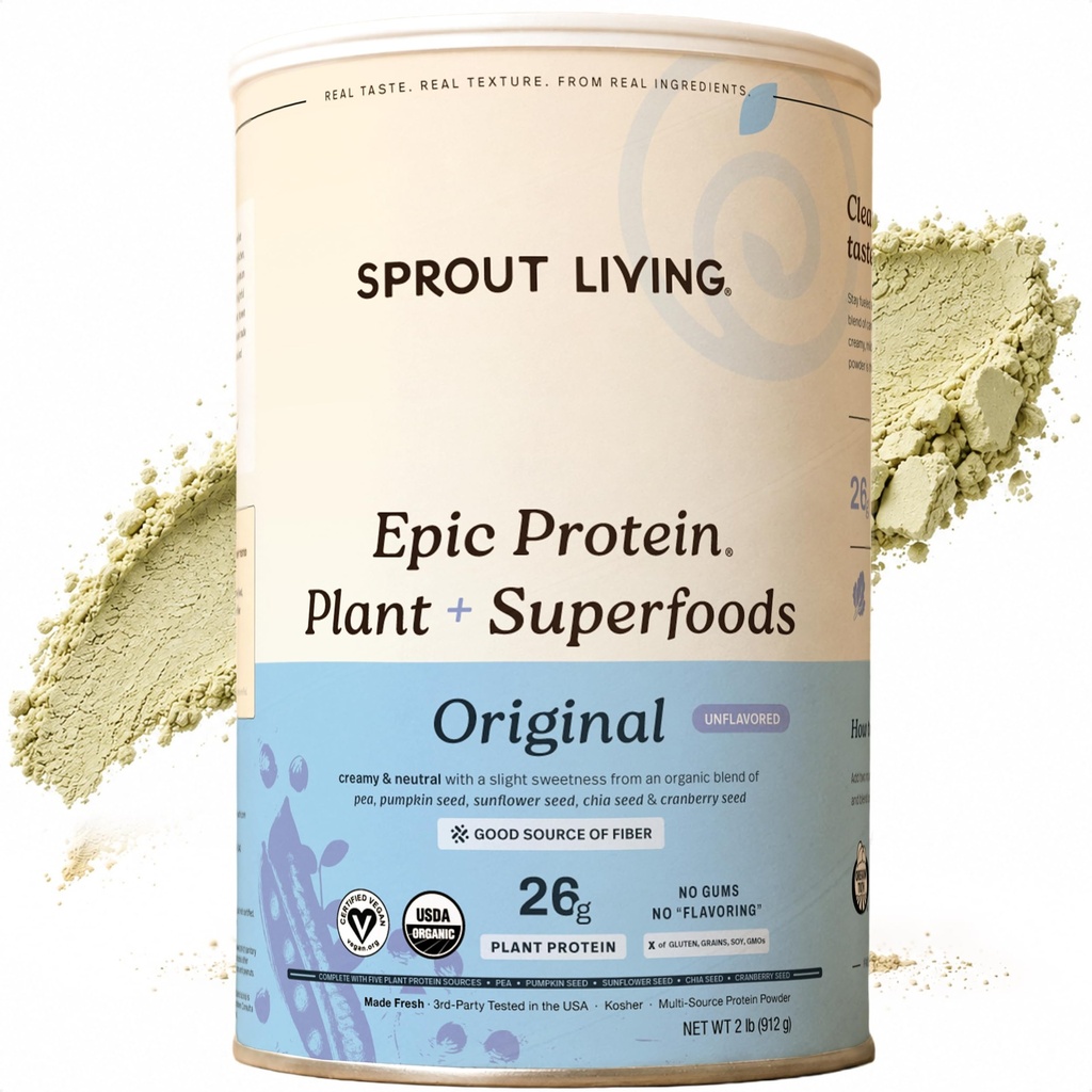 Poudre de protéines et de superaliments à base de plantes vivantes, originale, non aromatisée. Poudre de protéines organiques, végétalien, non laitière, non-OGM, sans gluten, sans sucre, mélange de boissons kéto parfaites (2 lb)