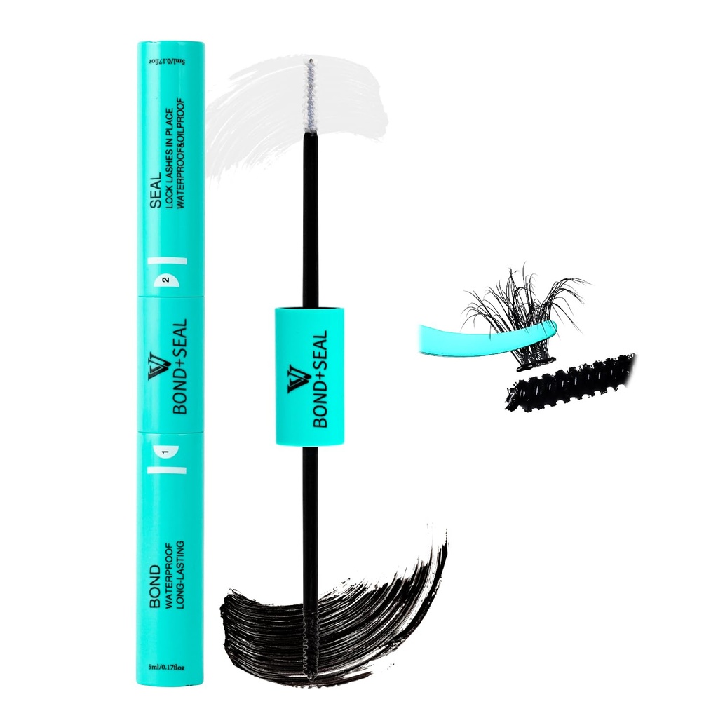 VAVALASH Lash Bond and Seal Waterproof Lash Glue 2 in 1 Long Lasting Lash Clusters Bond for Eyelash Extensions Strong Hold Waterproof Adhesive and Sealant DIY Lash Extension Glue