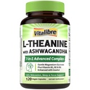 Vitalibre L Theanine Supplement 200mg | 7 in 1 L-Theanine with Magnesium Glycinate, Ashwagandha, Inositol, Vitamin B1 B2 B6 | No Gluten, for Calm, Relaxation, Sleep & Focus Support, 120 Vegan Caps