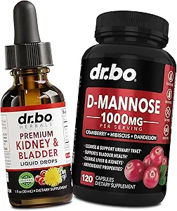 Nierondersteuning Supplement & D Mannose - Biologische Nierblaas Supplementen Drops & Natural D-Mannose 500mg Capsules - Cranberry Renale Reiniging Detox Flush & Urinaire Tract Cleanse Health Supplement