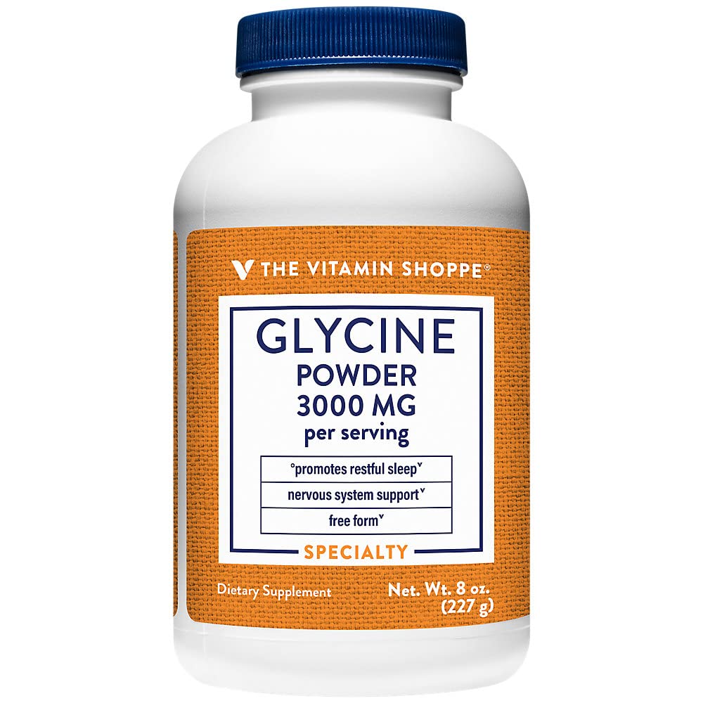 The Vitamin Shoppe Glycine Powder 3000mg - Restful Sleep & Relaxation | Nervous System Support Amino Acid | 8 oz 75 Servings | Vegan