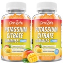 Kalium citraat Gummies, Hoge Kalium Supplement Gummies 1200mg Ondersteuning Been krampen en spier gezondheid, Kalium Gummies voor volwassenen en kinderen, Veganistan, Mango smaak 120 Tel.