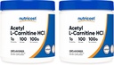 Nutricostacetaat L-Carnitine (ALCAR) 100 GMS (2 verpakkingen) - 100 porties per - 1000 mg per portie - zuiver acetaat L-Carnitinepoeder - niet GGO, glutenvrij