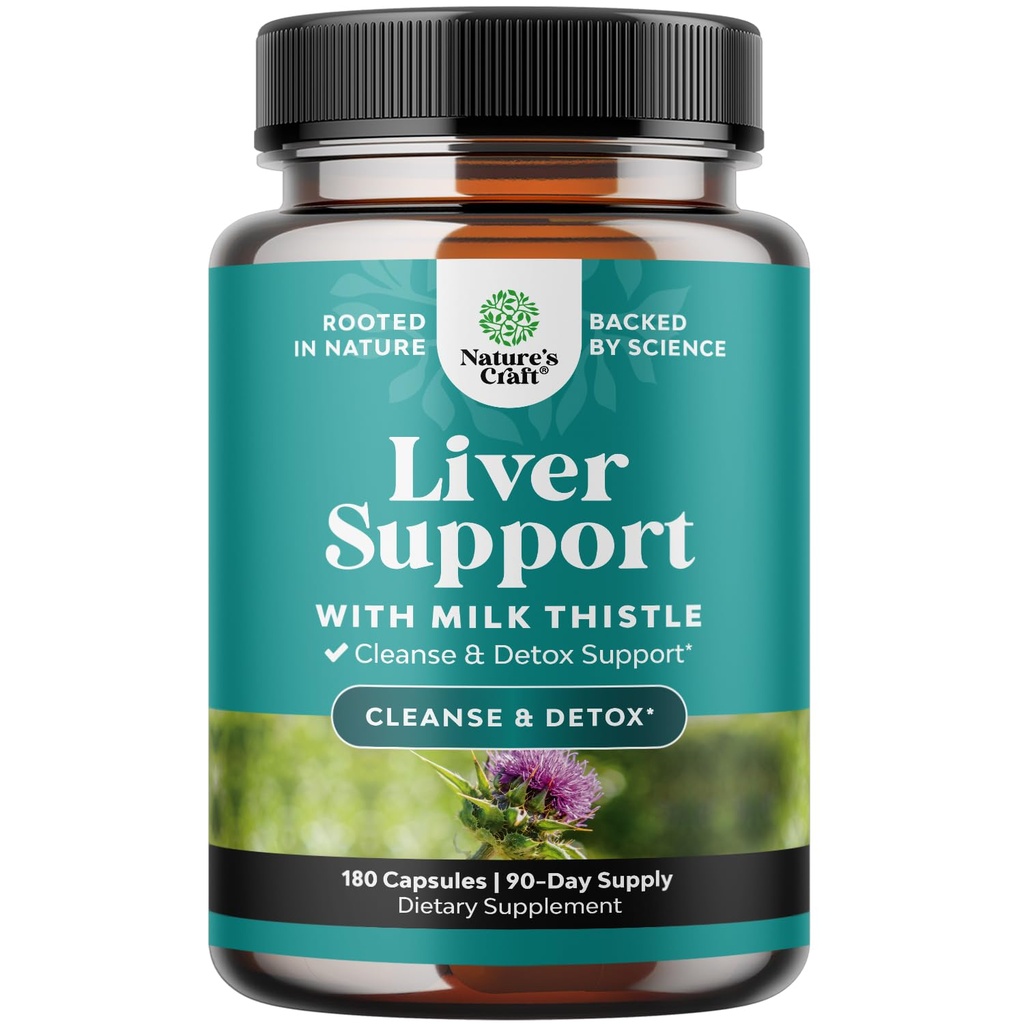 Nettoyer le foie Détox et réparer 180 capsules - supplément de chardon de soutien du foie à base de plantes - supplément de chardon de lait silymarin avec racine de dandelion, Choline, betterave et extrait d'artichaut