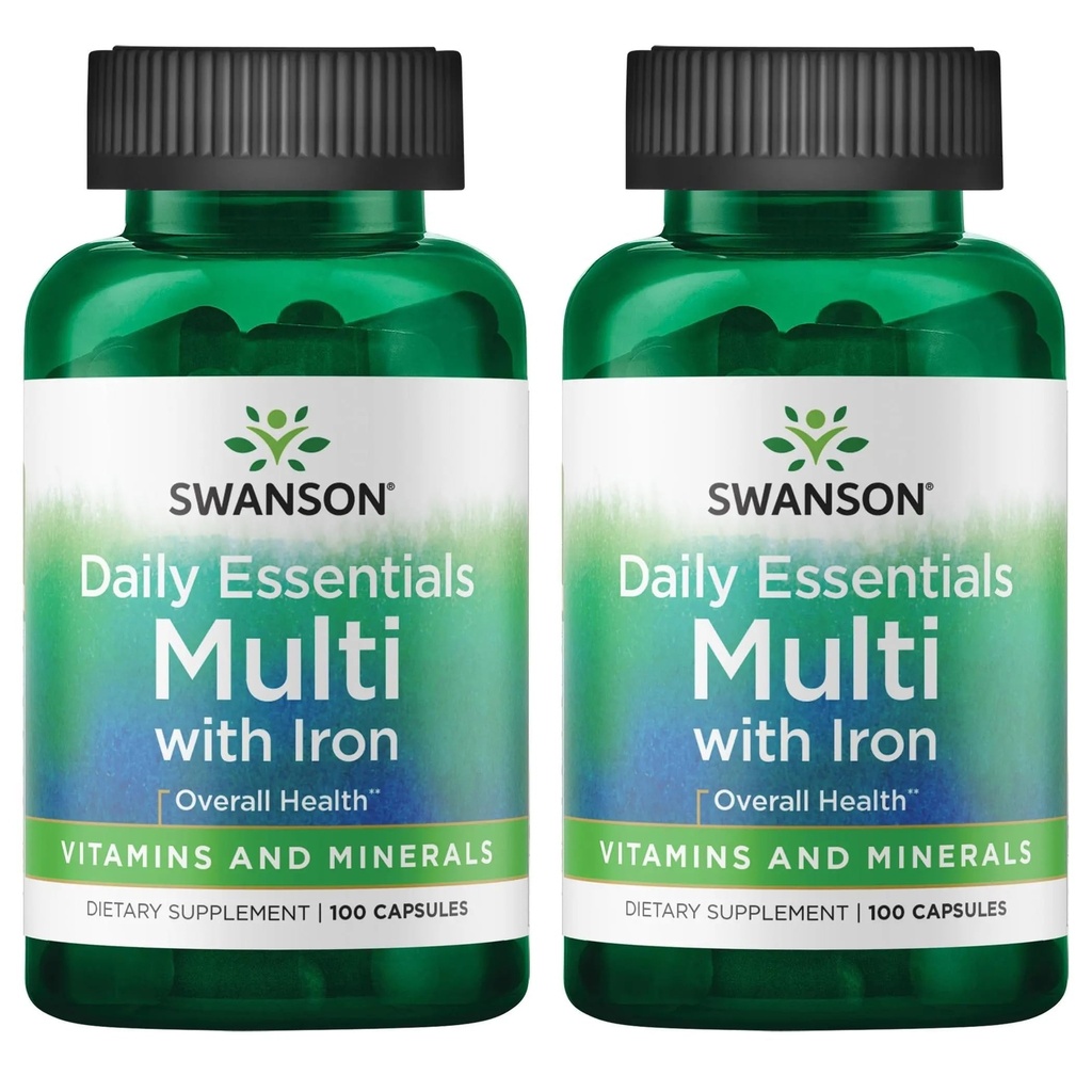 Swanson Multi and Mineral Daily Men's Women's Multivitamin Multimineral Health Supplement 100 Capsules (Caps) (2 Pack)