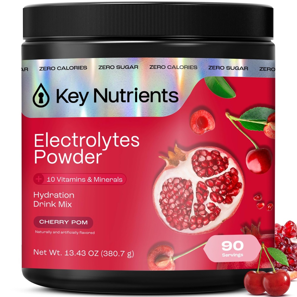 KERNENTEN Multivitamine Elektrolyten Poeder Geen Suiker - Zoete Cherry Pom Electrolyte Powder - Endurance & Energy Supplement - Hydration Powder - No Calories - 90 Servers - Made in USA