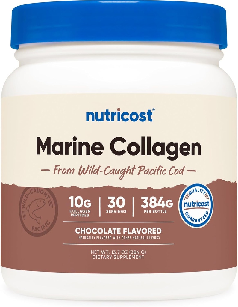 Nutricost Marine Collageen (Chocolate Flavor) 30 Serves - Collageen Supplement van Wild Caught Pacific Cod Fish