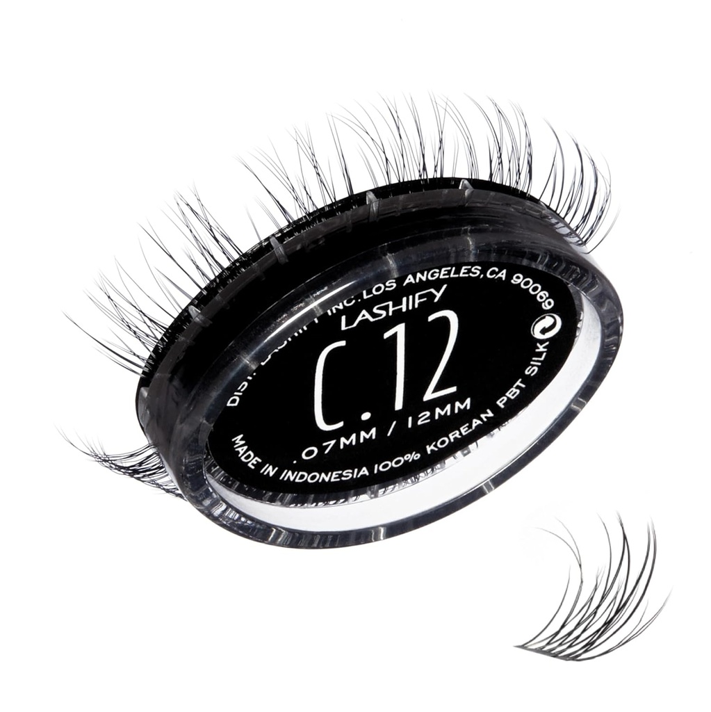 Lashify Curl 12mm Gossamer DIY wimperextensies Navullen, Zwart, Makkelijk Valse wimpers voor een natuurlijke look