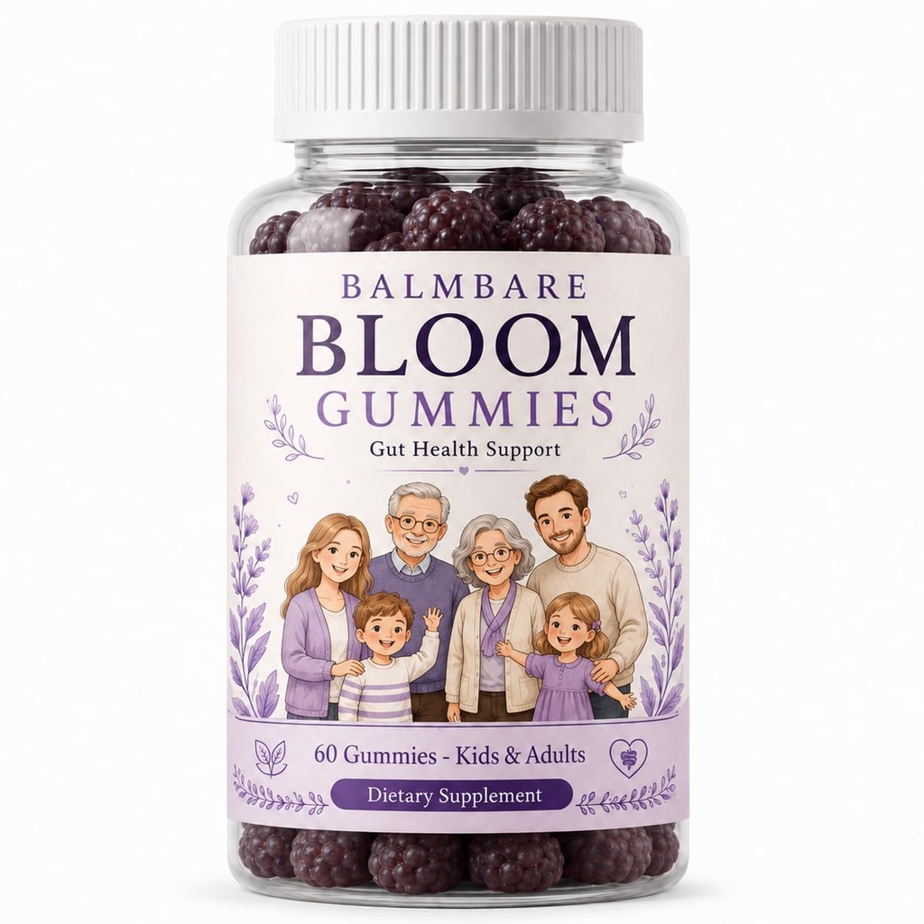 BALMBARE Bloom Gummies with Elderberry & Probiotics, Promote Gut Acid-Base Balance, Support Gut Health, Berry Flavor, Non-GMO, Gluten Free, 60 Gummies