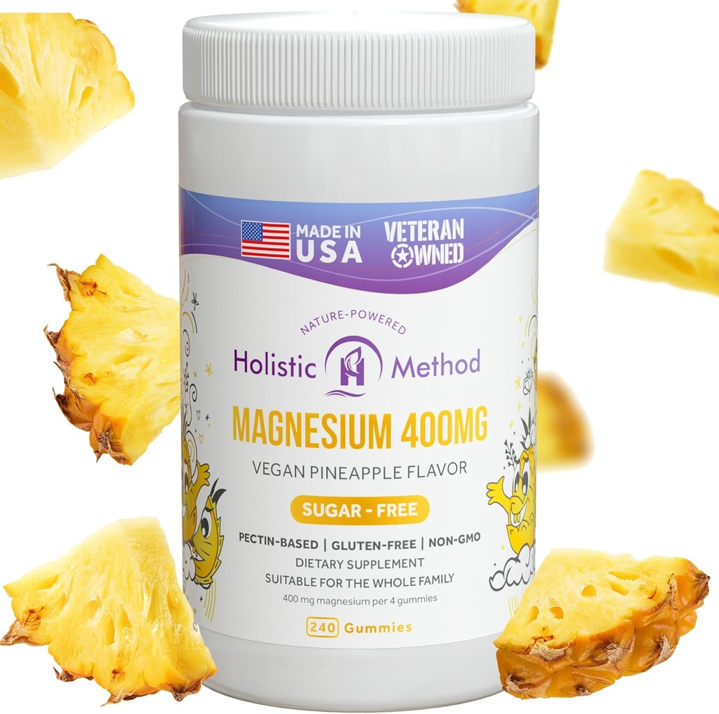 Magnesium Citrate Gummies - Sugar-Free, Vegan and Non-GMO for Better Sleep and Relaxation - No Sugar Alcohol - Magnesium Supplement for Adults, Teens and Kids - Ananas - 240 Kauwen