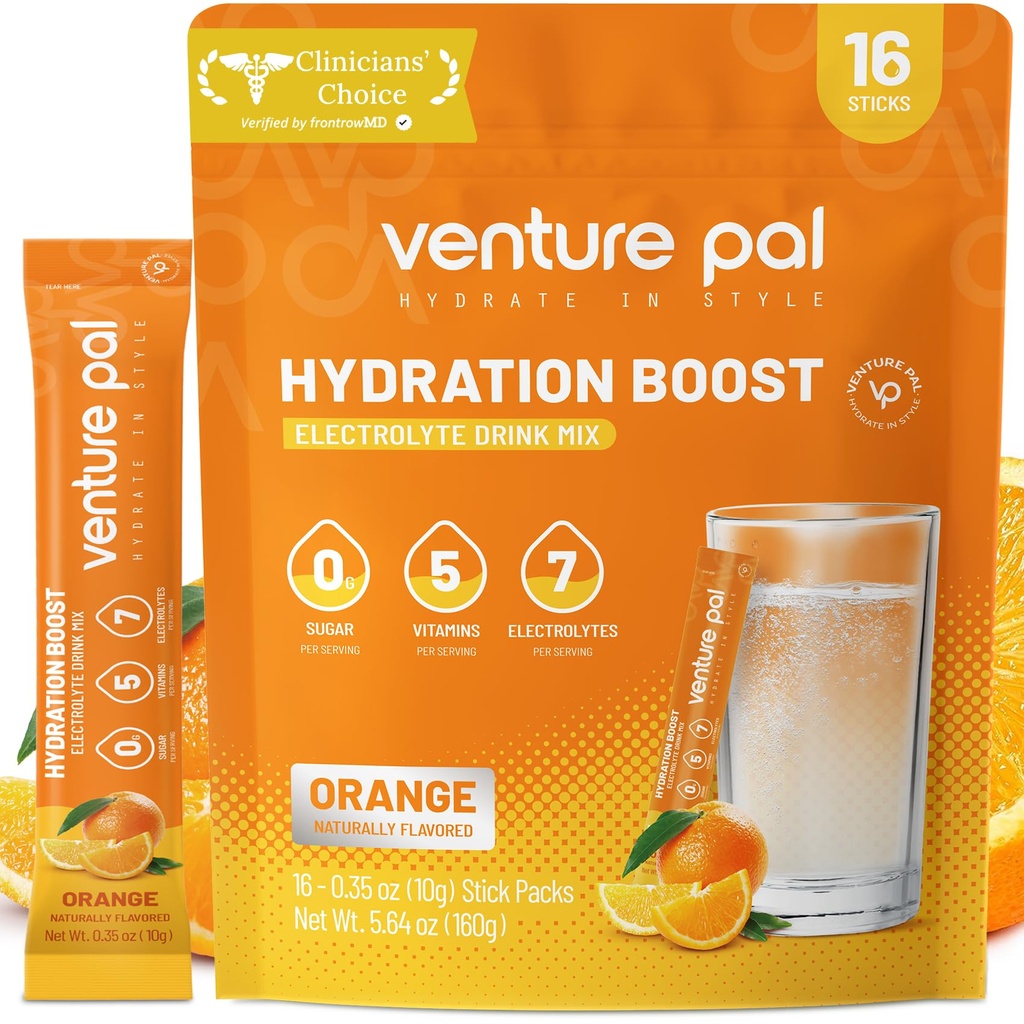 Venture Pal Sugar Free Electrolyte Powder Packets - Liquid Daily IV Drink Mix for Rapid Hydration & Party Recovery 5 Vitaminen & 7 Elektrolyten . Keto Friendly 