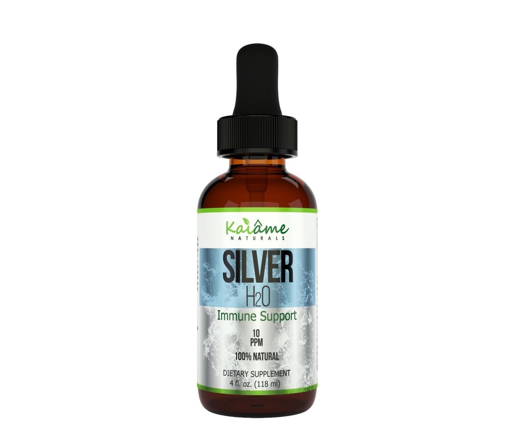 Kaiame Naturals Collective Silver, Ionic Silver Solution, 10 PPM, Large 4 oz Dropper in glazen fles, Natural Immune Support Supplement, Veilig voor volwassenen, kinderen en huisdieren