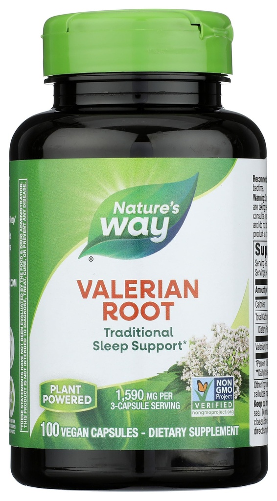 Nature's Way Valerian Root, Traditional Sleep Support*, Non-GMO Project geverifieerd, Glutenvrij, Veganistisch, 100 Capsules (Verpakking mei Vary)