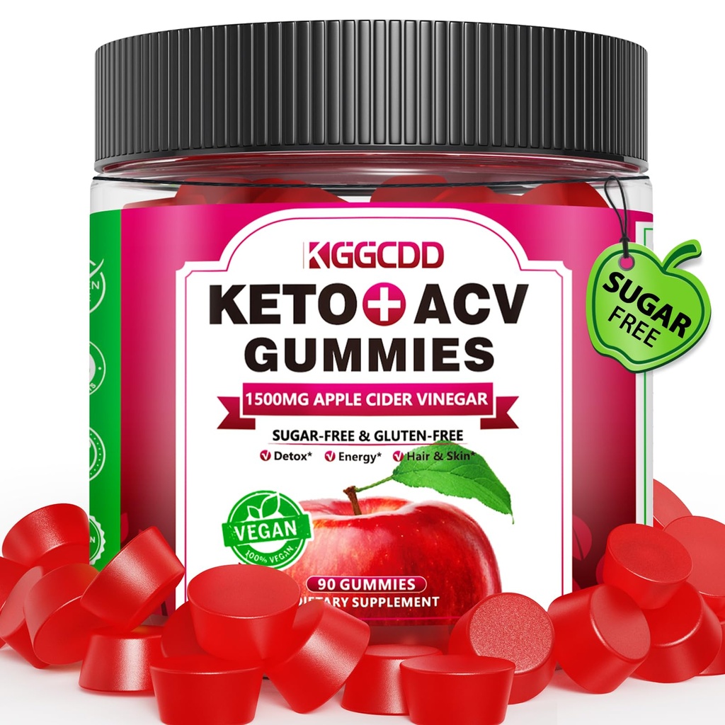 90 Count Keto ACV Gummies –Digestive Health & Energy Boost – Apple Cider Vinegar with Mother 1500mg – Vegan, Non-GMO, Gluten-Free – for Young Women